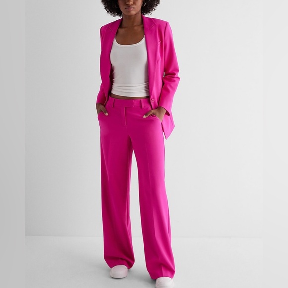Express Pink Mid Rise Editor Trousers - Picture 6 of 8